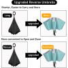 imageG4Free UPF 50 UV Protection 54 Inch Large Reverse Travel Umbrella 10 Ribs Windproof Compact Sun Blocking Inverted Car Umbrellas Automatic Open Close Lake BlueSilverUVLake BlueSilver