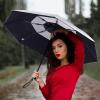 imageG4Free UPF 50 UV Protection Travel Umbrella 4246 Inch Windproof Silver Coating Sun Blocking UmbrellaSilverBlack