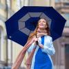 imageG4Free UPF 50 UV Protection Travel Umbrella 4246 Inch Windproof Silver Coating Sun Blocking UmbrellaSilverBlue