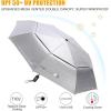 imageG4Free UPF 50 UV Protection Travel Umbrella 4246 Inch Windproof Silver Coating Sun Blocking UmbrellaSilverBlue