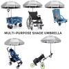imageG4Free UPF 50 Universal Clamp On Umbrella Adjustable Outdoor UV Protection Beach Chair Umbrella for Strollers Wheelchairs Patio Chairs and Golf CartsBlack