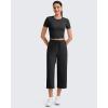 imageG4Free Workout Shirts Women Slim Fit Athletic Gym Work Out Tops Crop Short Sleeve Basic Yoga Tshirts Casual SummerBlack