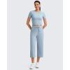 imageG4Free Workout Shirts Women Slim Fit Athletic Gym Work Out Tops Crop Short Sleeve Basic Yoga Tshirts Casual SummerBlue Willow