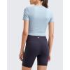 imageG4Free Workout Shirts Women Slim Fit Athletic Gym Work Out Tops Crop Short Sleeve Basic Yoga Tshirts Casual SummerBlue Willow