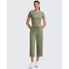 imageG4Free Workout Shirts Women Slim Fit Athletic Gym Work Out Tops Crop Short Sleeve Basic Yoga Tshirts Casual SummerGray Olive