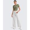 imageG4Free Workout Shirts Women Slim Fit Athletic Gym Work Out Tops Crop Short Sleeve Basic Yoga Tshirts Casual SummerGray Olive