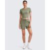 imageG4Free Workout Shirts Women Slim Fit Athletic Gym Work Out Tops Crop Short Sleeve Basic Yoga Tshirts Casual SummerGray Olive