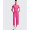 imageG4Free Workout Shirts Women Slim Fit Athletic Gym Work Out Tops Crop Short Sleeve Basic Yoga Tshirts Casual SummerHot Pink