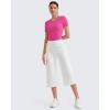 imageG4Free Workout Shirts Women Slim Fit Athletic Gym Work Out Tops Crop Short Sleeve Basic Yoga Tshirts Casual SummerHot Pink