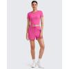 imageG4Free Workout Shirts Women Slim Fit Athletic Gym Work Out Tops Crop Short Sleeve Basic Yoga Tshirts Casual SummerHot Pink