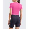 imageG4Free Workout Shirts Women Slim Fit Athletic Gym Work Out Tops Crop Short Sleeve Basic Yoga Tshirts Casual SummerHot Pink