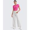 imageG4Free Workout Shirts Women Slim Fit Athletic Gym Work Out Tops Crop Short Sleeve Basic Yoga Tshirts Casual SummerHot Pink