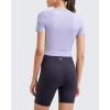 imageG4Free Workout Shirts Women Slim Fit Athletic Gym Work Out Tops Crop Short Sleeve Basic Yoga Tshirts Casual SummerLavender