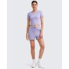 imageG4Free Workout Shirts Women Slim Fit Athletic Gym Work Out Tops Crop Short Sleeve Basic Yoga Tshirts Casual SummerLavender