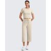 imageG4Free Workout Shirts Women Slim Fit Athletic Gym Work Out Tops Crop Short Sleeve Basic Yoga Tshirts Casual SummerLight Khaki