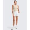 imageG4Free Workout Tank Tops for Women Slim Fitted Racerback Ribbed Athletic Gym Yoga Tanks Summer CasualLight Khaki