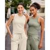imageG4Free Workout Tank Tops for Women Slim Fitted Racerback Ribbed Athletic Gym Yoga Tanks Summer CasualLight Khaki