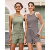 imageG4Free Workout Tank Tops for Women Slim Fitted Racerback Ribbed Athletic Gym Yoga Tanks Summer CasualTaupe