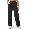 imageG4Free Fleece Lined Pants Women Wide Leg Sweatpants with Pockets Drawstring Lounge Athletic Track Fall WinterBlack