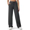 imageG4Free Fleece Lined Pants Women Wide Leg Sweatpants with Pockets Drawstring Lounge Athletic Track Fall WinterDark Gray