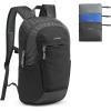 imageG4Free Packable Hiking Backpack 20L Lightweight Foldable Travel Daypack with Thickened Back Panel for Men WomenBlackBlack