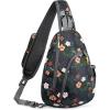 imageG4Free RFID Sling Bag Crossbody Backpack Casual Chest Shoulder Daypack Gym Bag for Hiking Travel 7LBlue LeafBlack Flower
