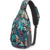 imageG4Free RFID Sling Bag Crossbody Backpack Small Chest Shoulder Bag Hiking OutdoorBlue Leaf