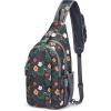 imageG4Free Sling Bag RFID Blocking Sling Backpack Crossbody Chest Bag Daypack for Hiking TravelBlackBlack Base Flora