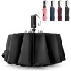 imageG4Free UPF 50 UV Protection 54 Inch Large Reverse Travel Umbrella 10 Ribs Windproof Compact Sun Blocking Inverted Car Umbrellas Automatic Open Close Lake BlueSilverBlack