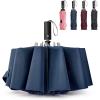 imageG4Free UPF 50 UV Protection 54 Inch Large Reverse Travel Umbrella 10 Ribs Windproof Compact Sun Blocking Inverted Car Umbrellas Automatic Open Close Lake BlueSilverBlue