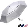 imageG4Free UPF 50 UV Protection Travel Umbrella 4246 Inch Windproof Silver Coating Sun Blocking UmbrellaSilverPink
