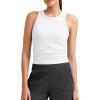 imageG4Free Workout Tank Tops for Women Slim Fitted Racerback Ribbed Athletic Gym Yoga Tanks Summer CasualWhite