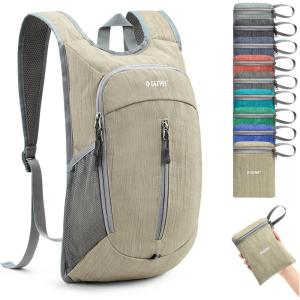 imageG4Free 10L Hiking Backpack Small Travel Hiking Daypack Lightweight Packable Backpack Casual Foldable Shoulder BagBeige