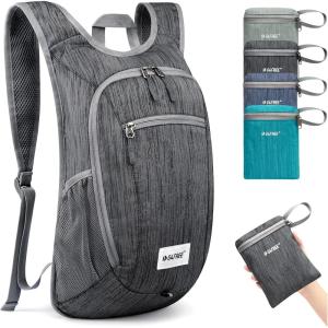 imageG4Free 10L15L Hiking Backpack Lightweight Packable Hiking Daypack Small Travel Outdoor Foldable Shoulder BagBlack