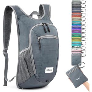 imageG4Free 10L15L Hiking Backpack Lightweight Packable Hiking Daypack Small Travel Outdoor Foldable Shoulder BagGrey Checkered