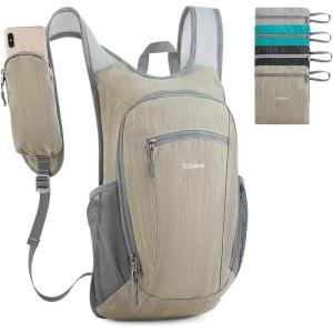 imageG4Free 15L Hiking Daypack Lightweight Travel Backpack Packable Outdoor Casual Foldable Shoulder Bag BlackBeige