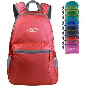 imageG4Free 20L Lightweight Packable Backpack Travel Hiking Daypack Foldable Backpack for Men WomenAdeep Red