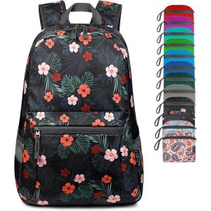 imageG4Free 20L Lightweight Packable Backpack Travel Hiking Daypack Foldable Backpack for Men WomenBflower Black