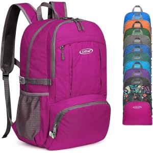 imageG4Free 40L Lightweight Packable Hiking Backpack Waterproof Travel DaypackFuchsia