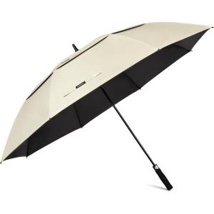 imageG4Free 47546268 Inch UV Protection Golf Umbrella Auto Open Vented Double Canopy Oversize Extra Large Windproof Sun Rain UmbrellasIvoryBlack