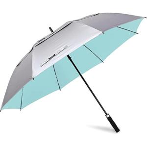 imageG4Free 47546268 Inch UV Protection Golf Umbrella Auto Open Vented Double Canopy Oversize Extra Large Windproof Sun Rain UmbrellasLake BlueSilver