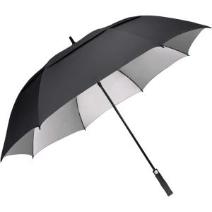 imageG4Free 546268 Inch Extra Large Windproof Golf Umbrella UV Protection Automatic Open Double Canopy Vented Sun Rain Stick UmbrellaBlack