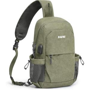 imageG4Free Canvas Sling Bag Crossbody Backpack Shoulder Bag for Men Women with Antitheft Pocket ampamp USB Charge PortArmy Green