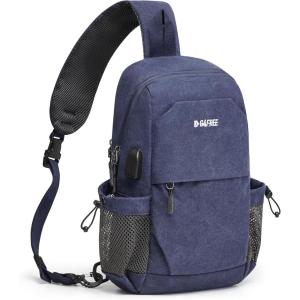 imageG4Free Canvas Sling Bag Crossbody Backpack Shoulder Bag for Men Women with Antitheft Pocket ampamp USB Charge PortDark Blue