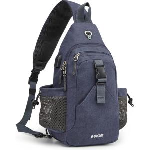 imageG4Free Canvas Sling Bag Crossbody Backpack with USB Charging Port ampamp RFID Blocking Hiking Daypack Chest Bag for Women MenDark Blue
