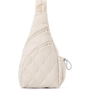 imageG4Free Casual Crossbody Bag Sling Daypack for Women Lightweight Backpack Fashionable Chest Bag for Daily OutingsBeige