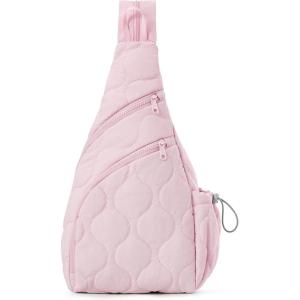 imageG4Free Casual Crossbody Bag Sling Daypack for Women Lightweight Backpack Fashionable Chest Bag for Daily OutingsPink