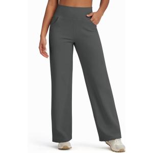 imageG4Free Fleece Lined Pants Women Wide Leg Yoga Pants with Pockets Casual High Waisted Sweatpants 29quot31quot33quotDark Grey