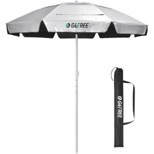 imageG4Free Heavy Duty Beach Umbrella for Sand UPF 50 UV Protection Sun Shelter Double Canopy with Air Vent and Push Button Tilt 65 ft Portable Parasols with Carry Bag for Outdoor Patio PoolBlack