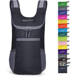 imageG4Free Lightweight Packable Hiking Backpack for Men Women Small Hiking Daypacks Foldable Shoulder Pack Casual Outdoor Bag 11LBlack